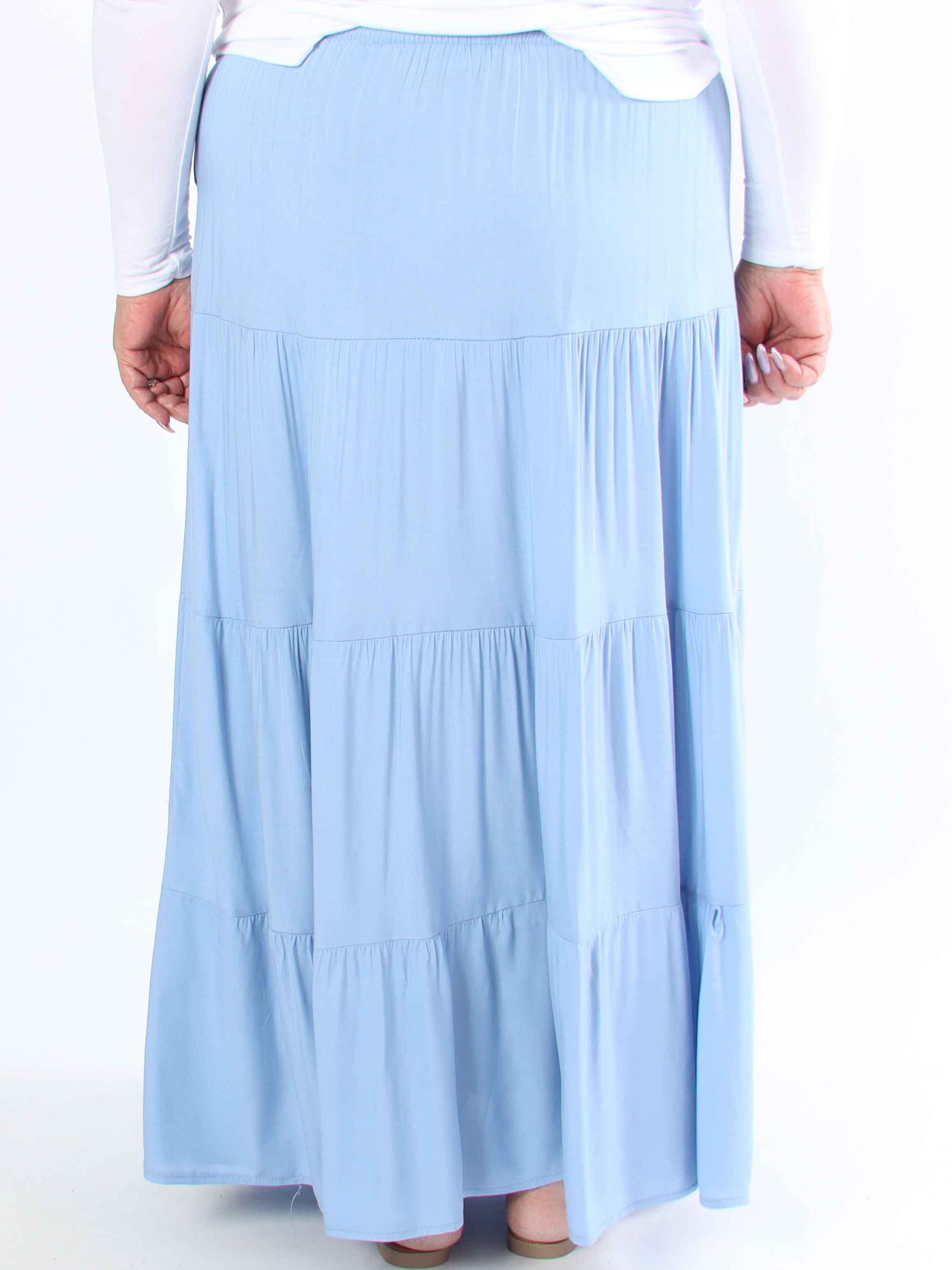 Kayla - Plus size nederdel i viskose med lag på lag look